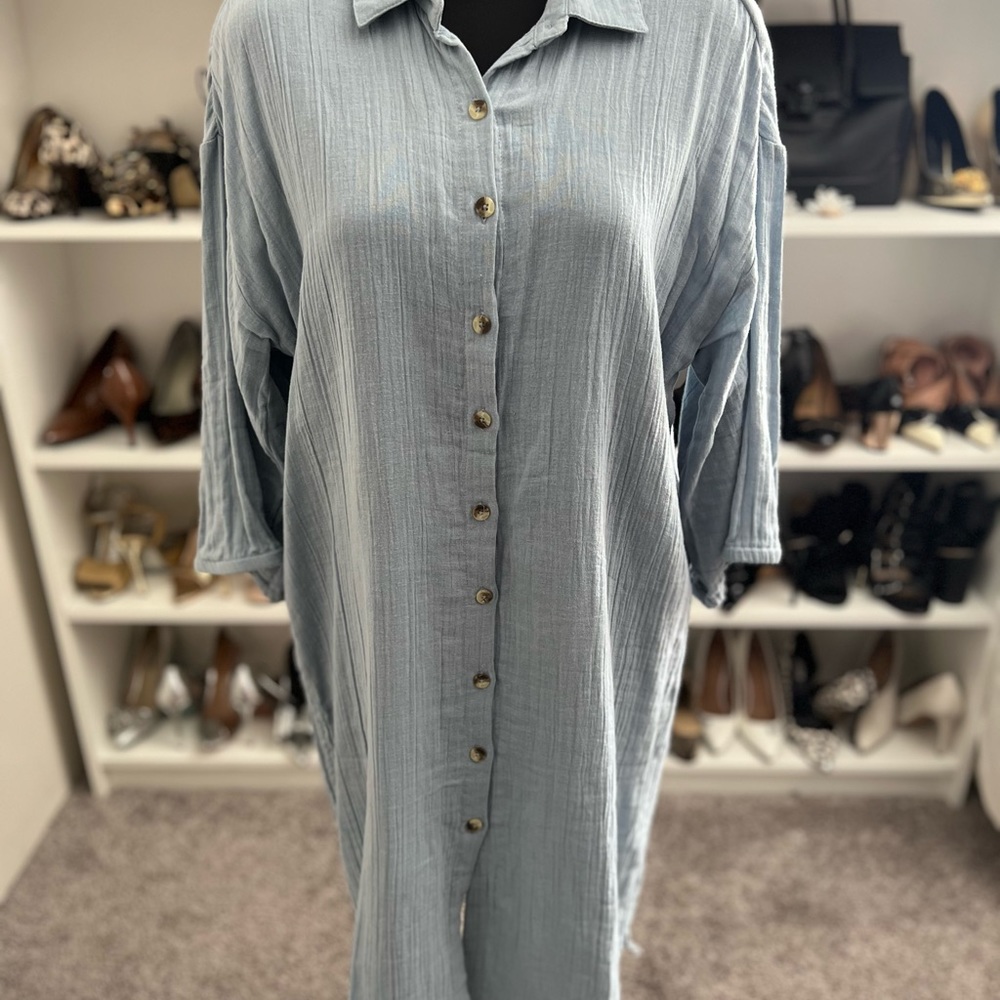 Kensie Light Blue Buttoned Dress / Size S